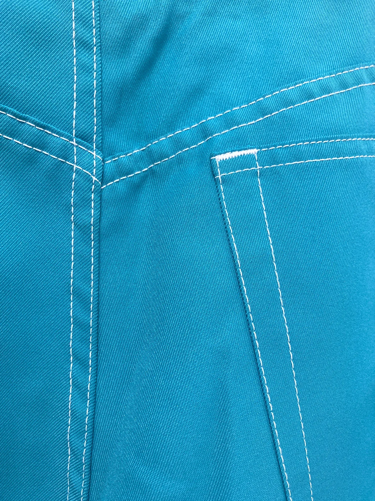 Comme des Garcons SS1996 turquoise blue polyester extra long jean trousers - M