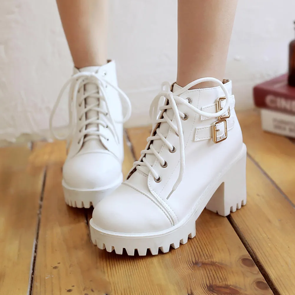 Cool boots square high heels ankle Boots