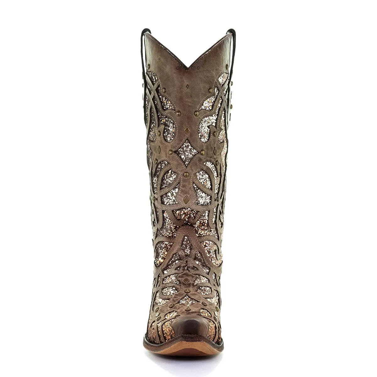 CORRAL WOMEN'S ORIX GLITTER INLAY AND STUDS SNIP TOE BOOT - C3331