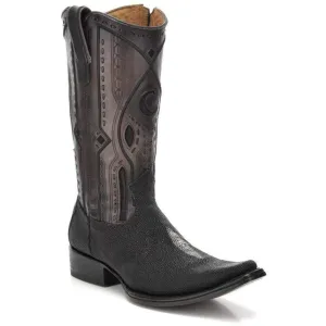 Cuadra Men's Stingray Embroidery and Laser Woven Boots - 1B1JMA / CU178 Black