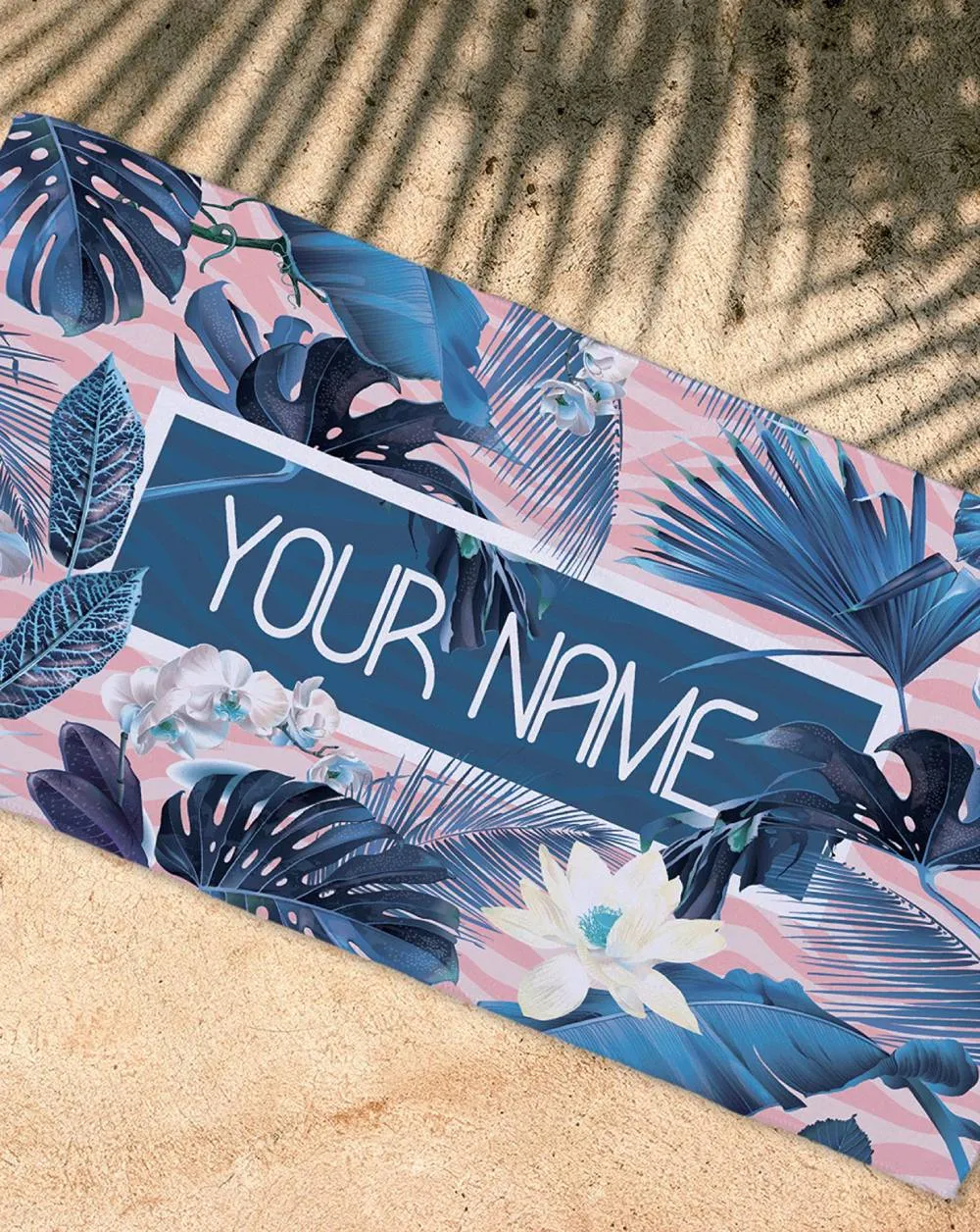 Custom Personalized Name Beach Towel Tropical Summer Seaside Travel Pink