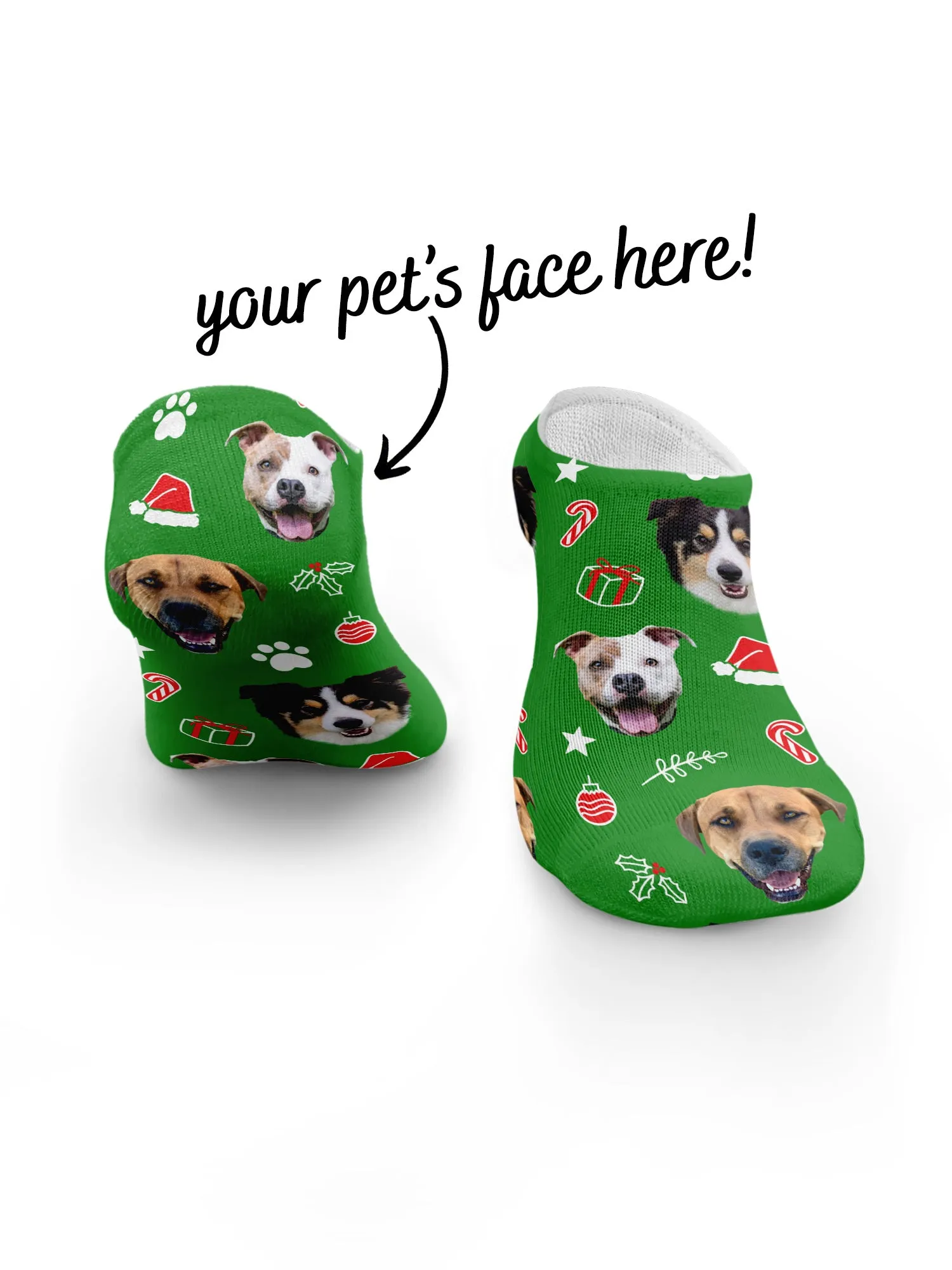 Custom Pet Face Festive Theme No-Show Socks