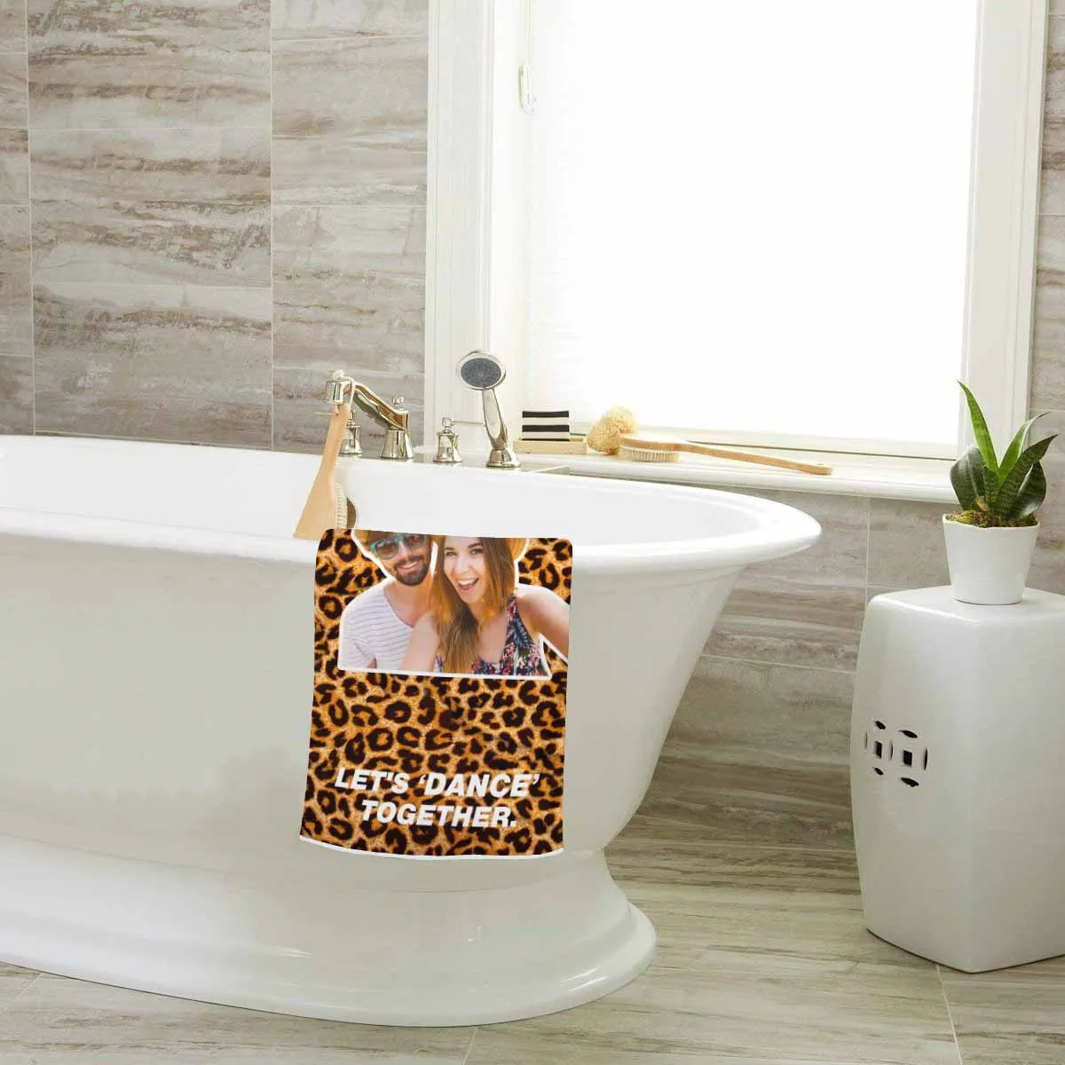 Custom Photo Beach Towel  Leopard Print