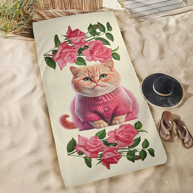 Cute Cat Beach Towel 31"x71"