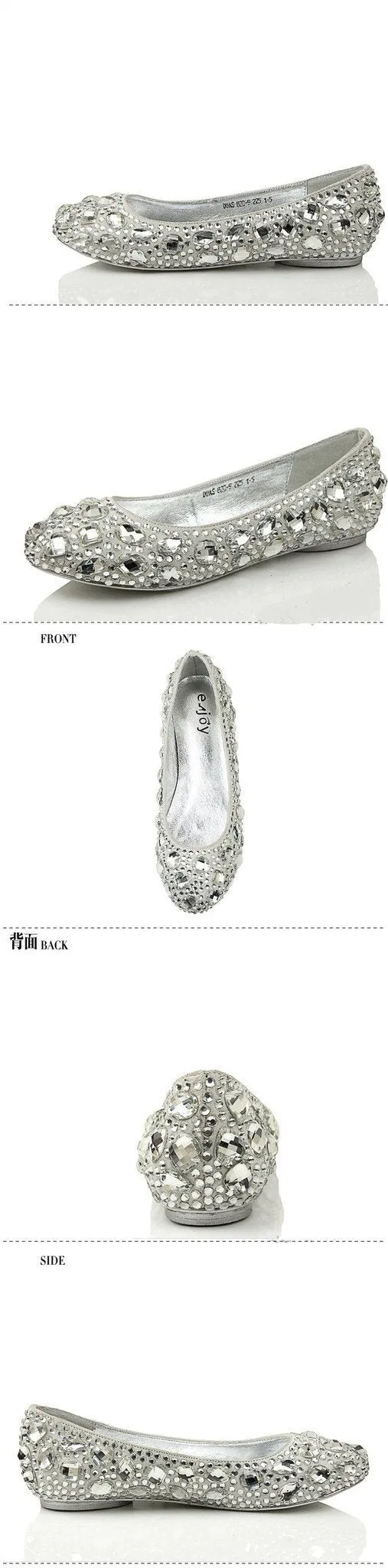 Delicate Crystal Flat Pointed Toe Rhinestone Wedding Bridal Shoes, SY0101