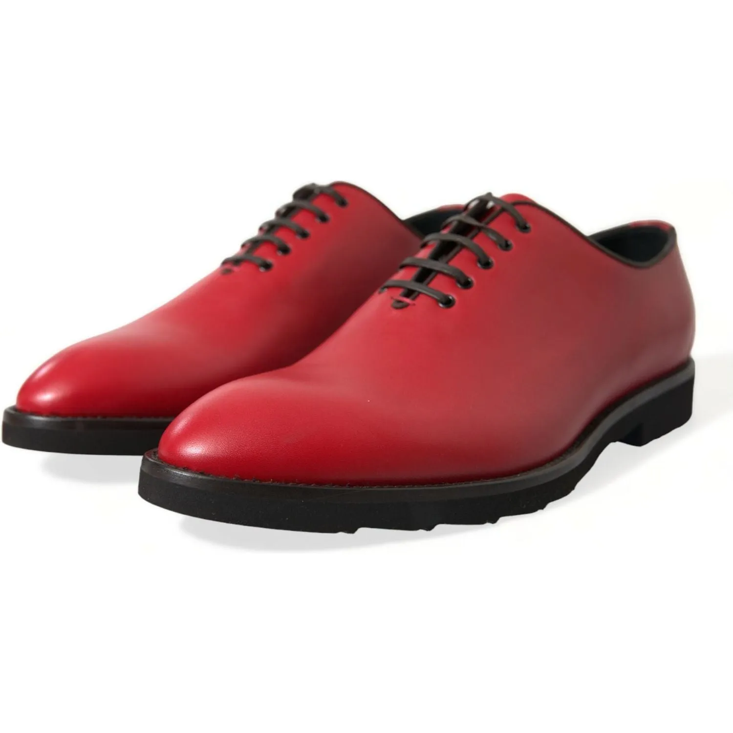 Dolce & Gabbana Elegant Red Leather Oxford Dress Shoes