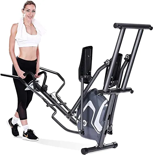 Elliptical Machine Cross Trainer 11lb Front Flywheel Magnetic Exercise Machine with 8 Level Adjustable Resistance LCD Monitor Pulse Rate Moving Wheels Smooth Quiet for Indoor Home Workout