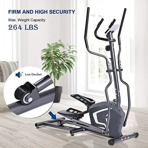 Elliptical Machine Cross Trainer 11lb Front Flywheel Magnetic Exercise Machine with 8 Level Adjustable Resistance LCD Monitor Pulse Rate Moving Wheels Smooth Quiet for Indoor Home Workout