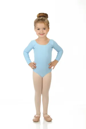 Elowel Kids Girls' Basic Long Sleeve Leotard (Size 2-14 Years) Light Blue