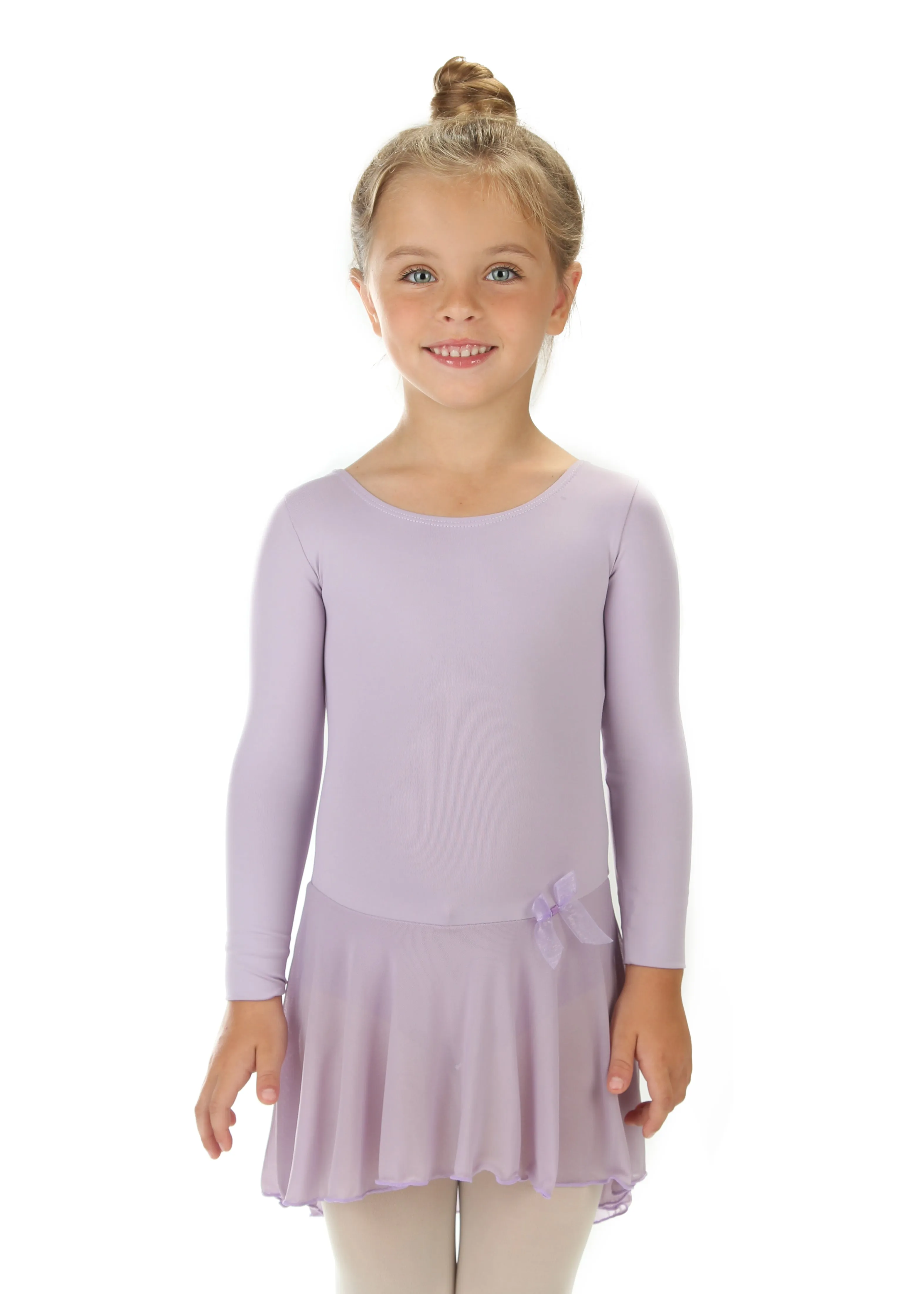 Elowel Kids Girls Ruffle Long Sleeve Skirted Leotard (Size Toddlers-14 Years) Multiple Colors