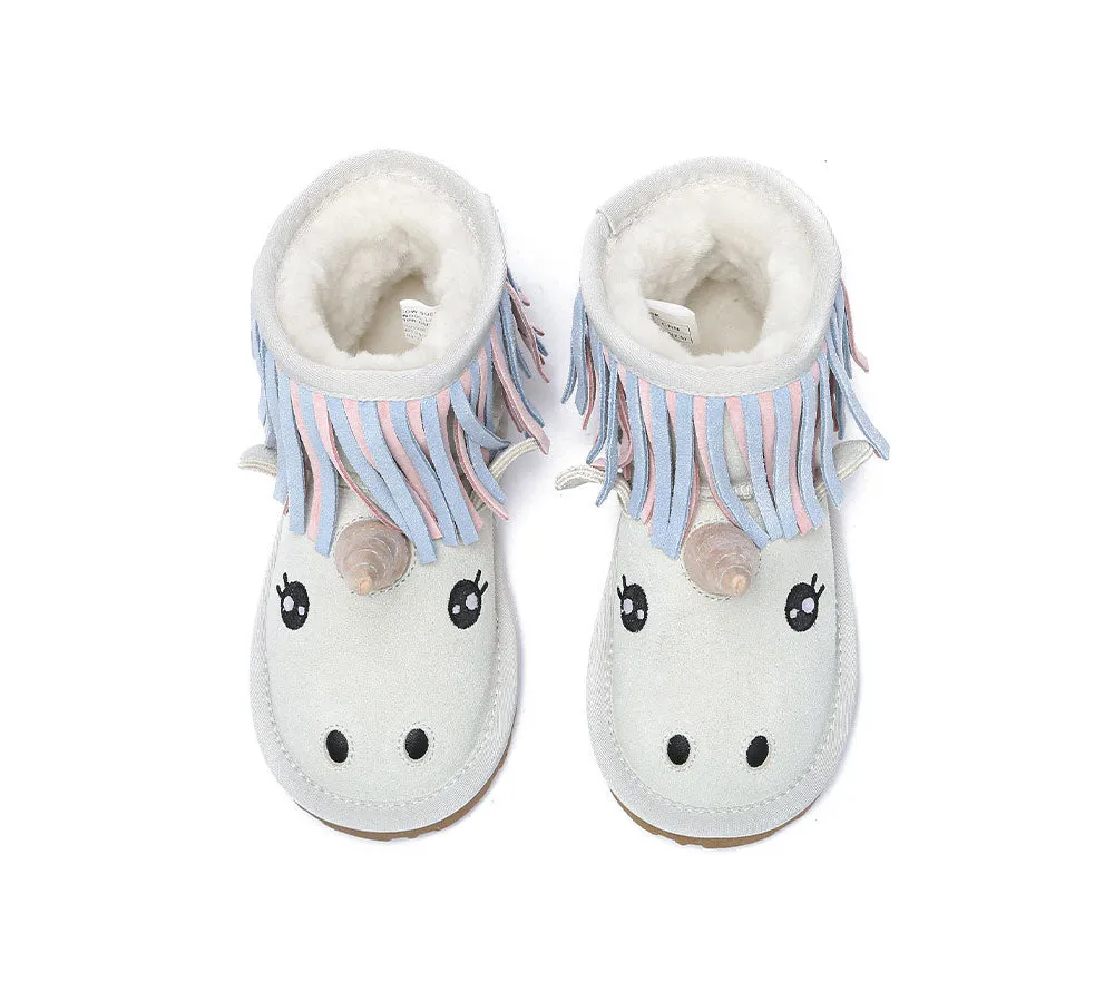 EVERAU® UGG Boots Kids Sheepskin Wool Unicorn Kids Plus