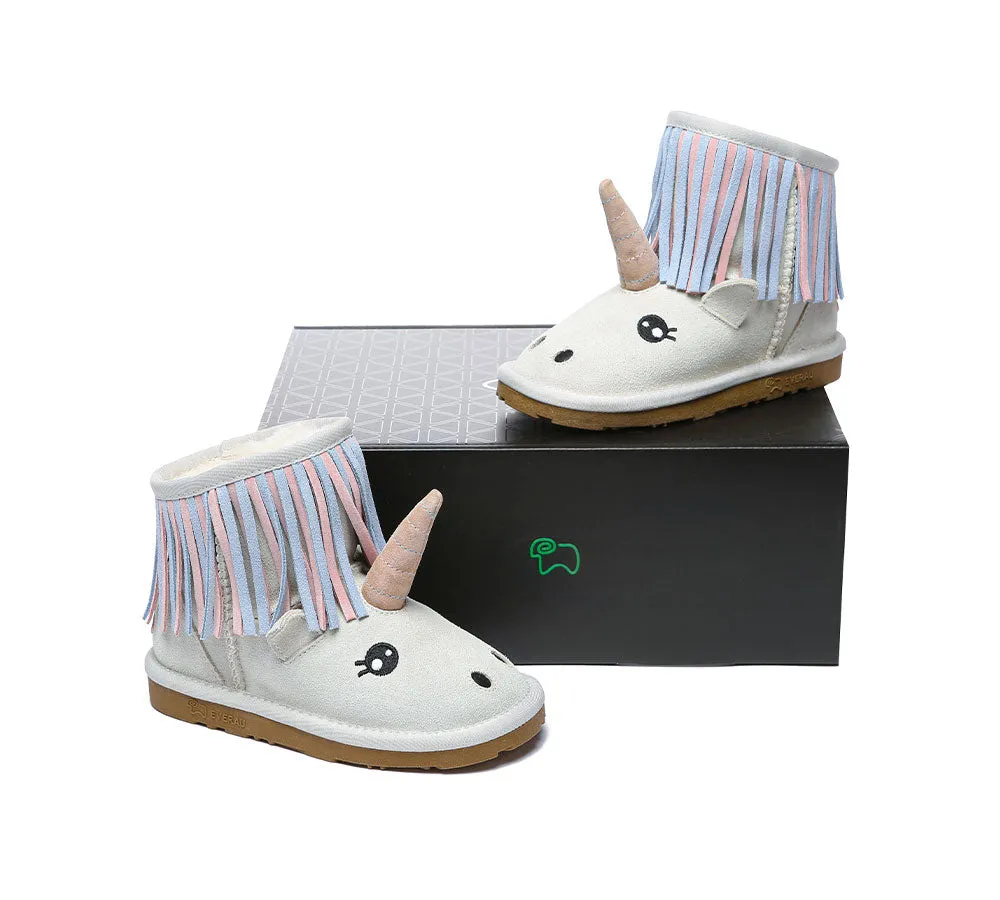 EVERAU® UGG Boots Kids Sheepskin Wool Unicorn Kids Plus