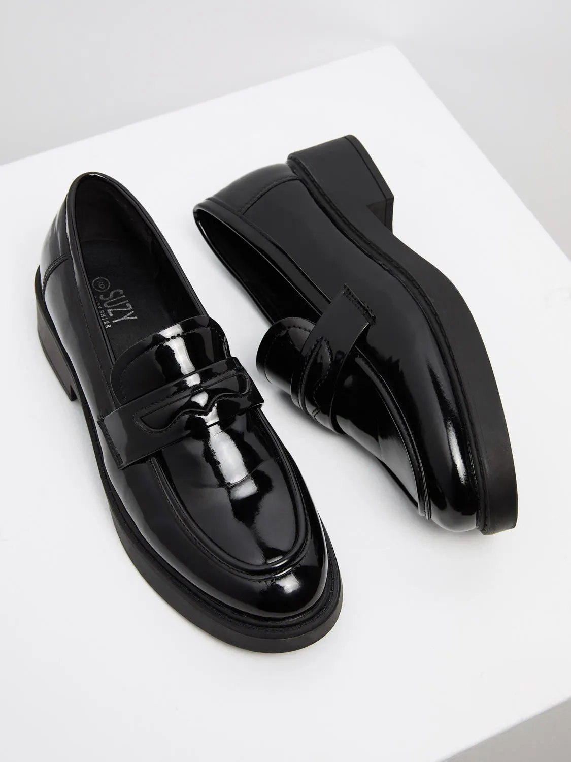 Faux Patent Leather Penny Loafers