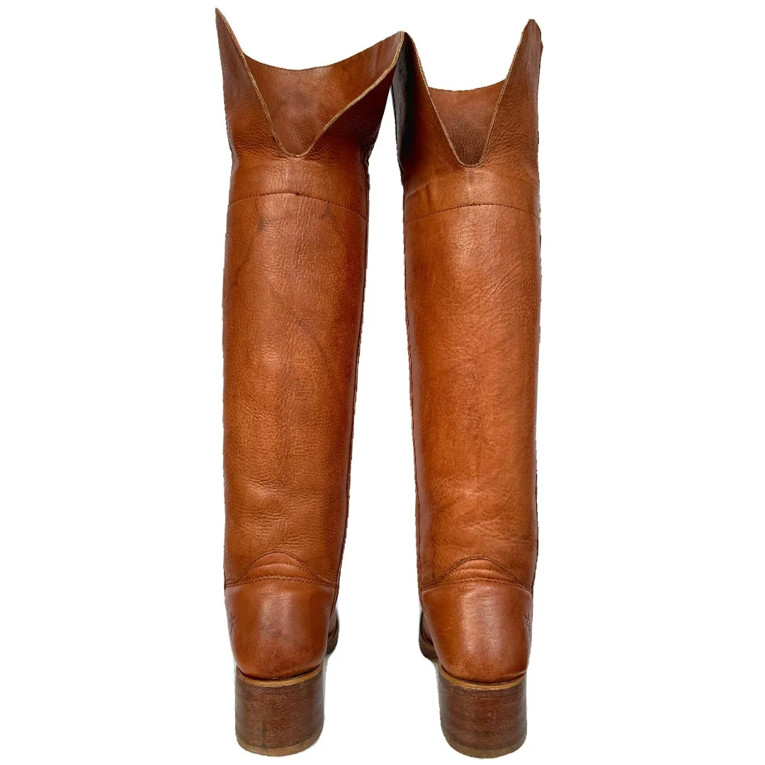 FRYE Campus Over the Knee OTK Brown Chunky Square Toe Western Boots