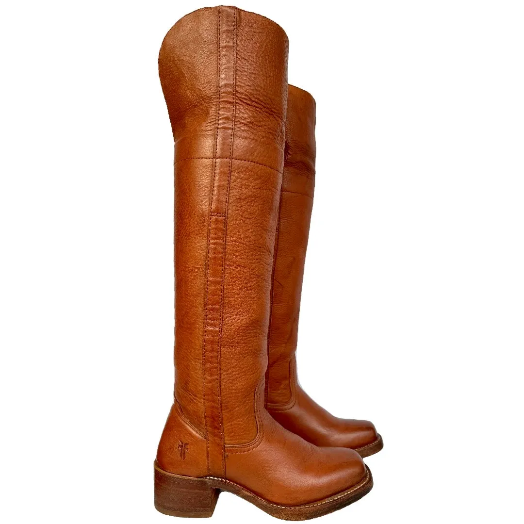 FRYE Campus Over the Knee OTK Brown Chunky Square Toe Western Boots