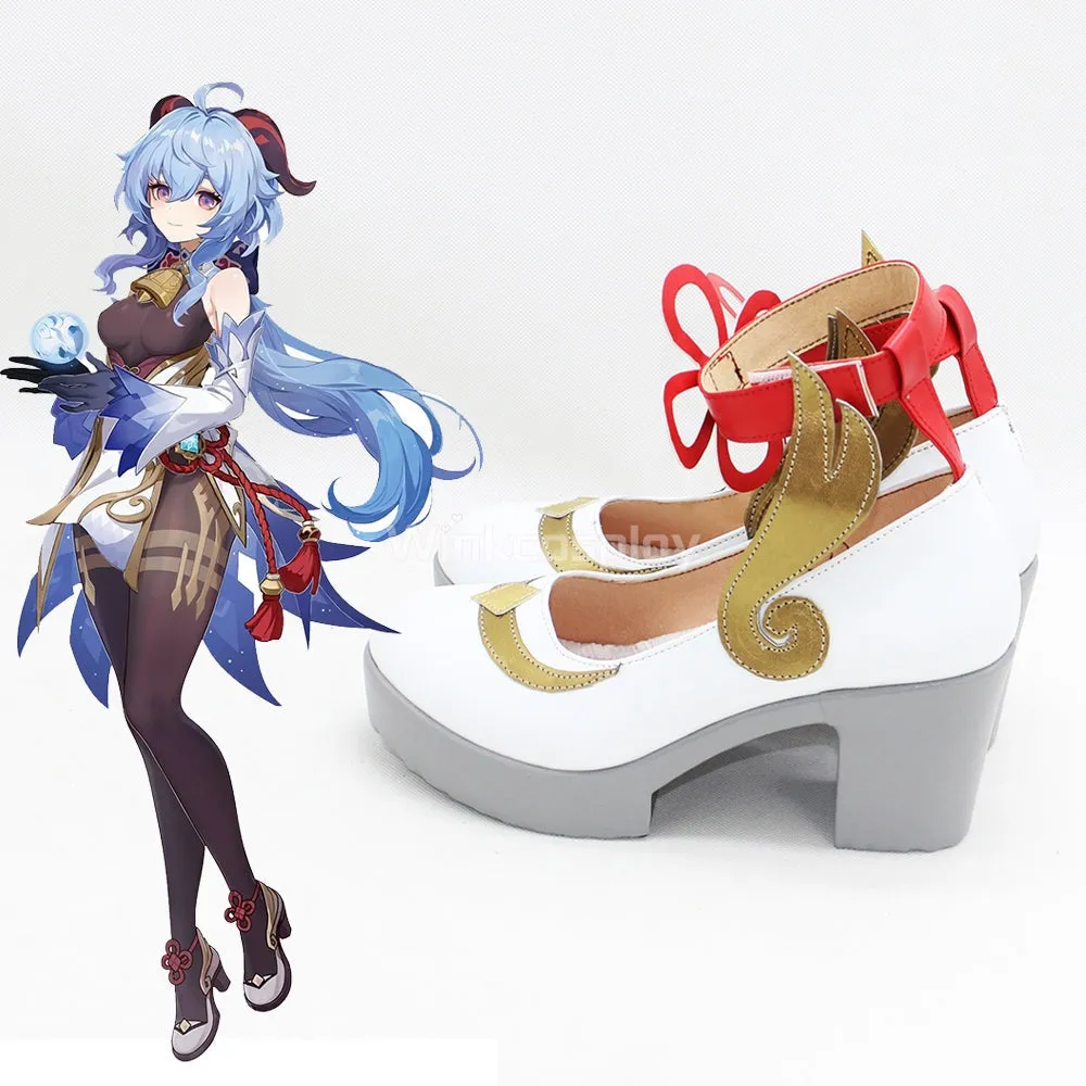 Genshin Impact Ganyu White Cosplay Shoes