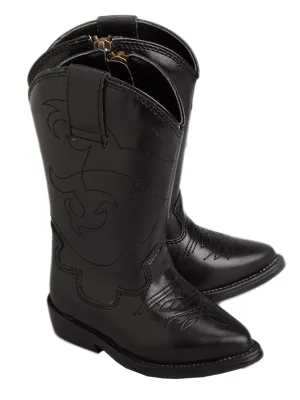 Girls Black Embroidered Side Zipper Western Boots 6 Toddler-3 Kids