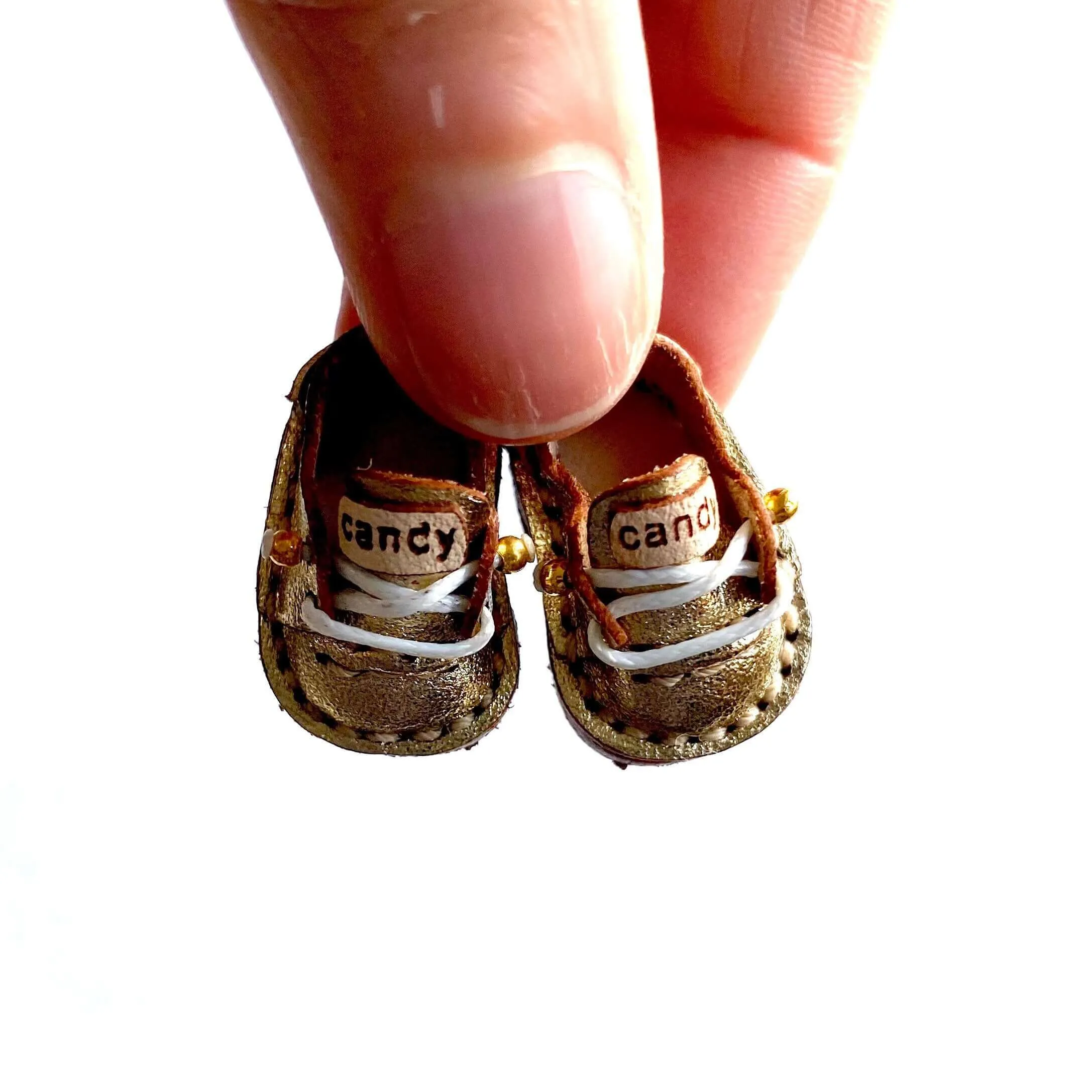 Gold leather Doll shoes OB11 doll shoes 1/12 shoes