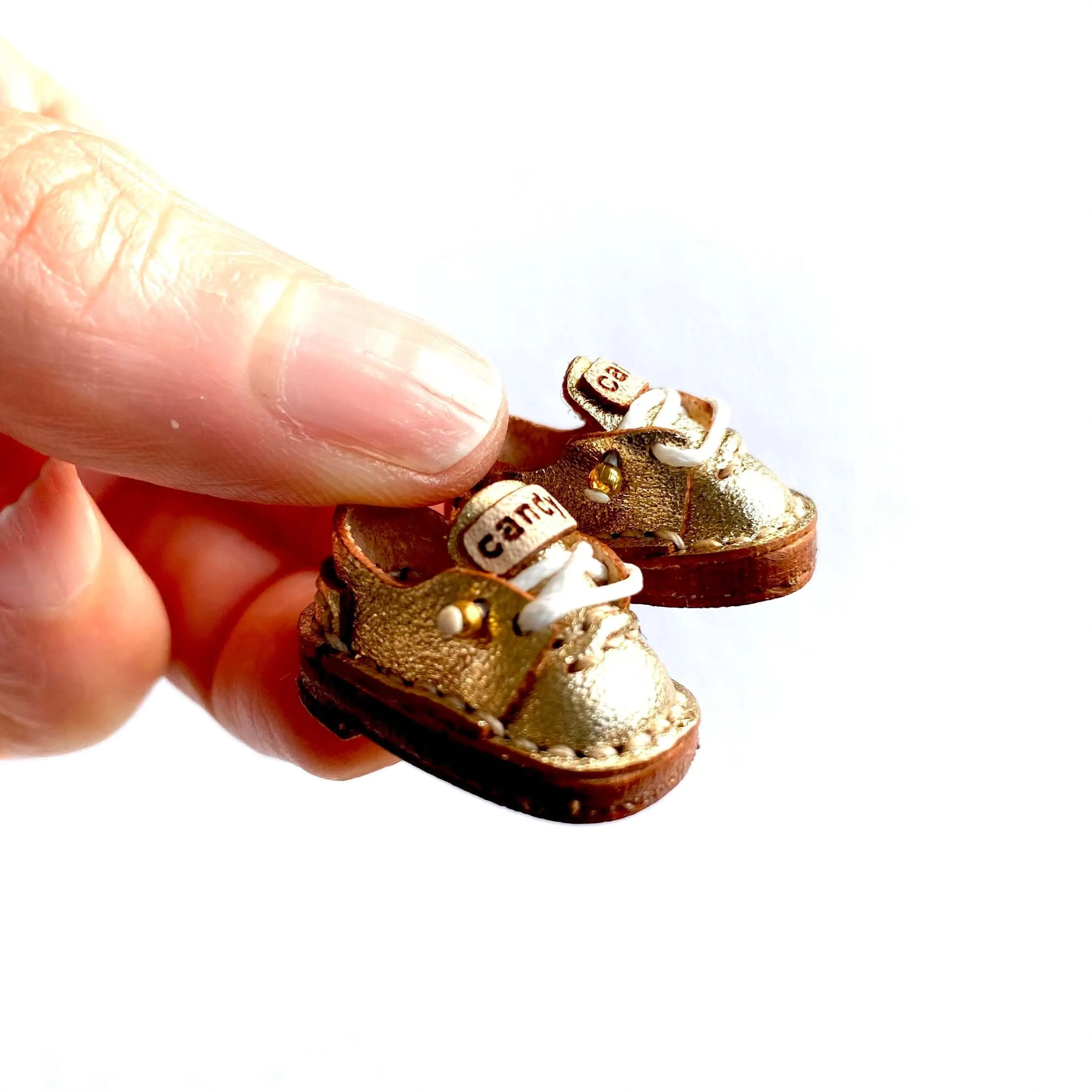 Gold leather Doll shoes OB11 doll shoes 1/12 shoes