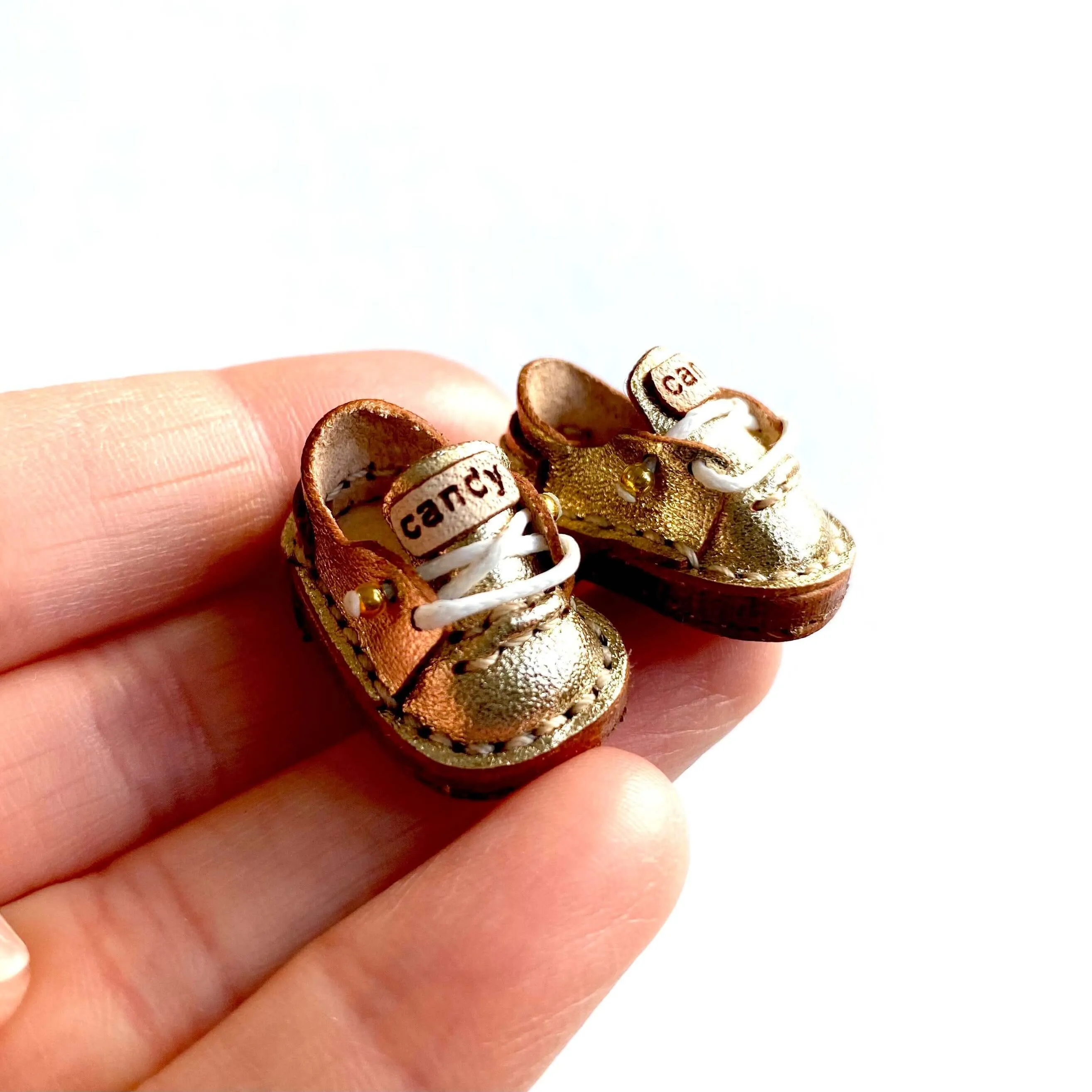 Gold leather Doll shoes OB11 doll shoes 1/12 shoes