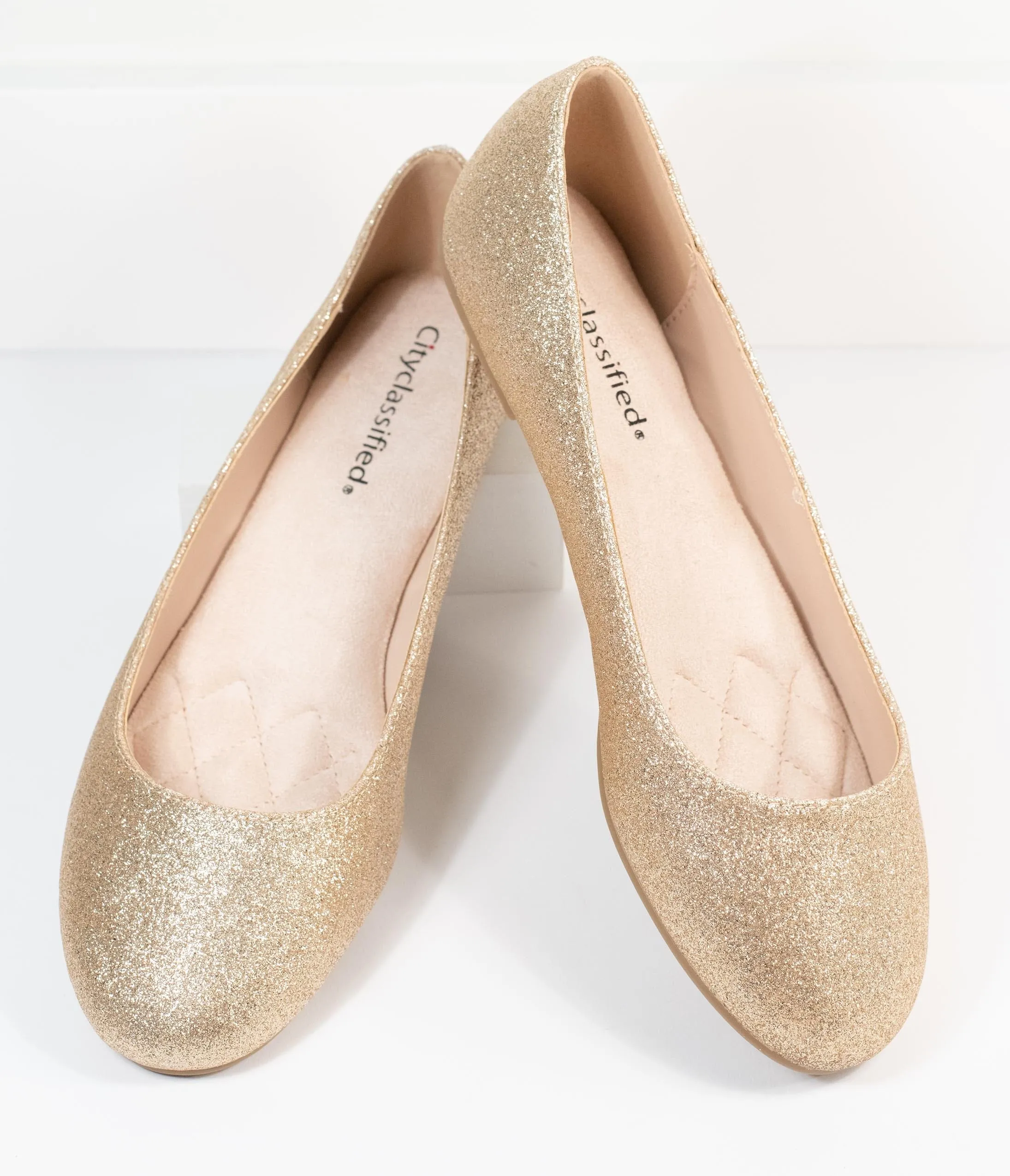 Golden Glitter Ballet Flats