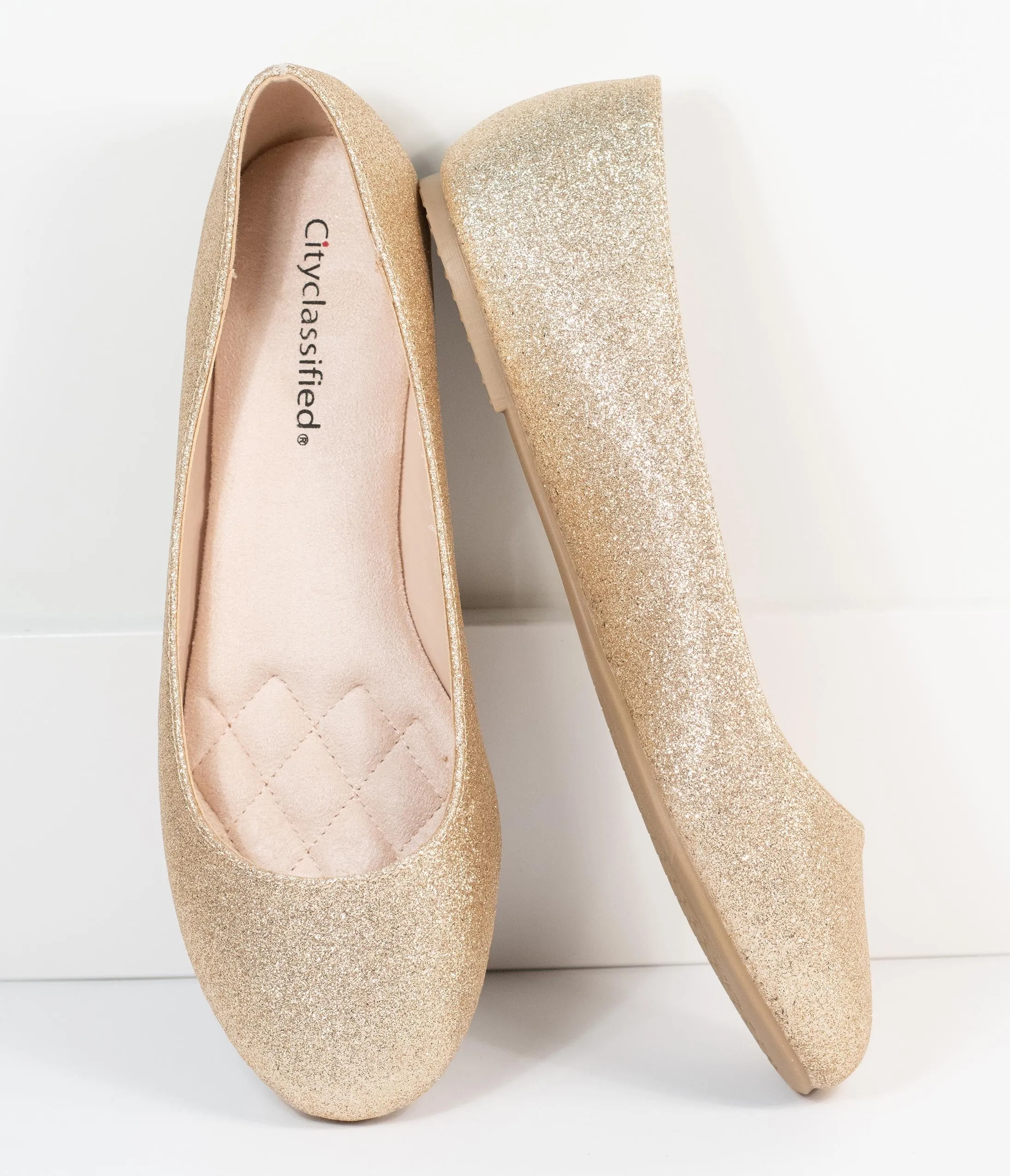 Golden Glitter Ballet Flats