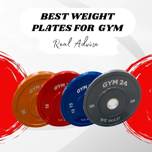 GYM24 Olympic Size Colour Bumper Plates for Weight Lifting (Dia 50mm) (7.5 kg, Red)