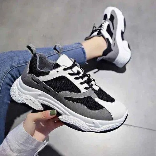 Half Black White Chunky Sneaker For Women Dad Shoes