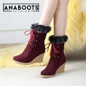 Half Knee High Boots High Wedges