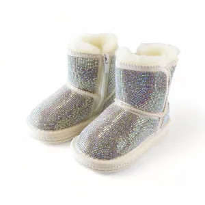 Handcrafted Holographic Rhinestone Boot - Ivory