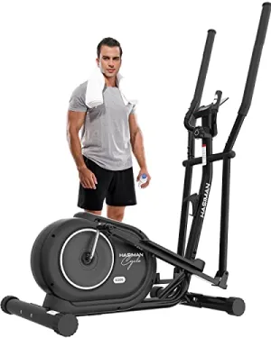 HASIMAN Elliptical Exercise Machine, Elliptical Machine for Home Use, Adjustable Magnetic Elliptical with Pulse Rate Grips and LCD Monitor, 350LB Weight Capacity (Coal Black)