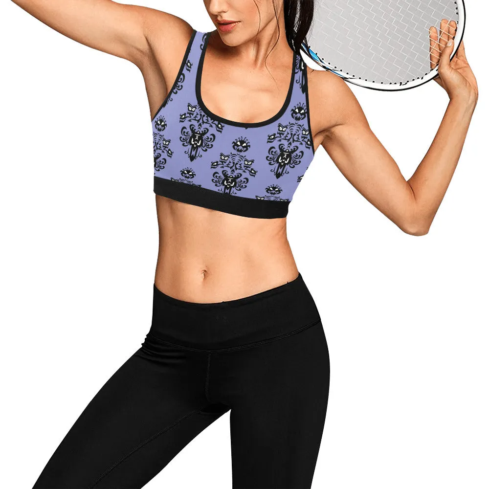 Haunted Mansion Wallpaper Women's Athletic Sports Bra