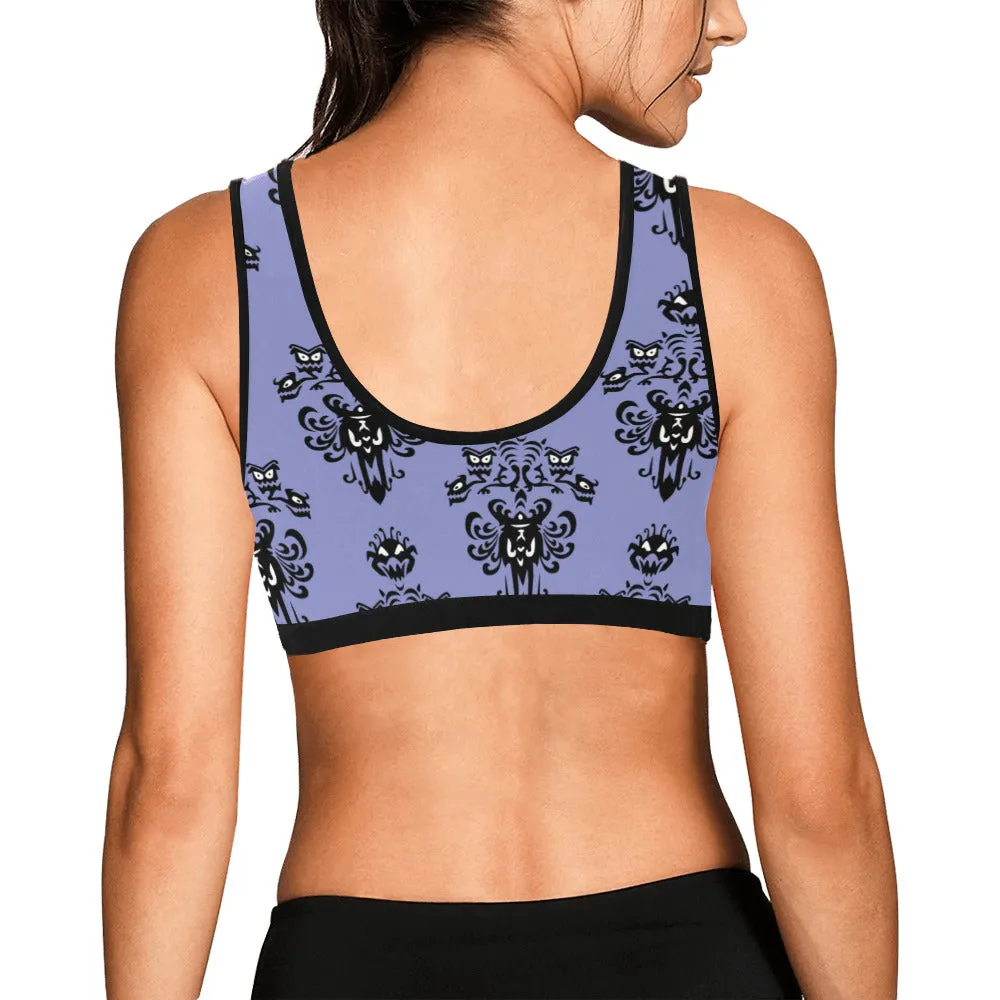 Haunted Mansion Wallpaper Women's Athletic Sports Bra