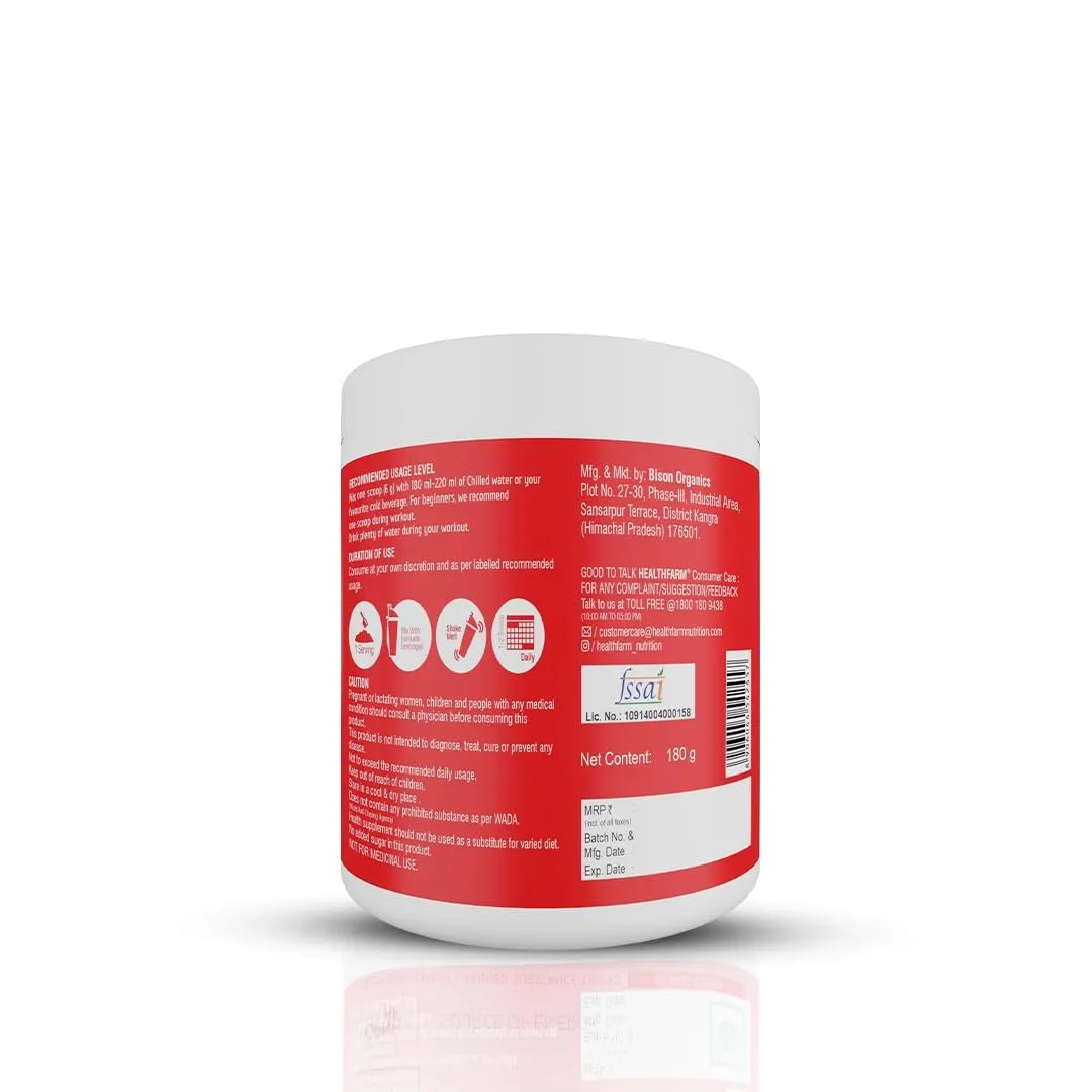 Healthfarm BCAA 2:1:1 Powder (Branched Chain Amino Acids) - BCAA Powder for Muscle Recovery - Gluten Free - 5000mg per Serving,30 Servings -Flavor- Islandd Fusionn