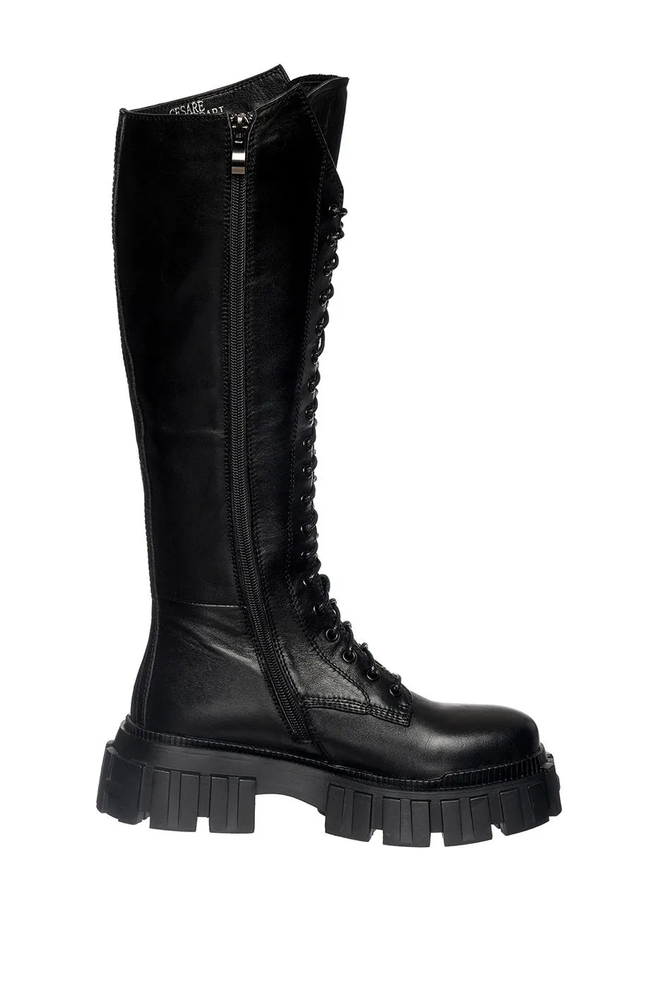 High-Rise Combat Boots - Black