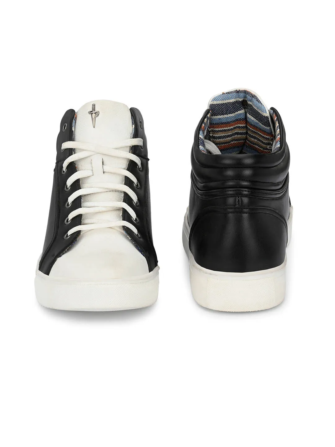 Hitz Men's Black White Lace-up Casual Ankle Sneaker Shoes