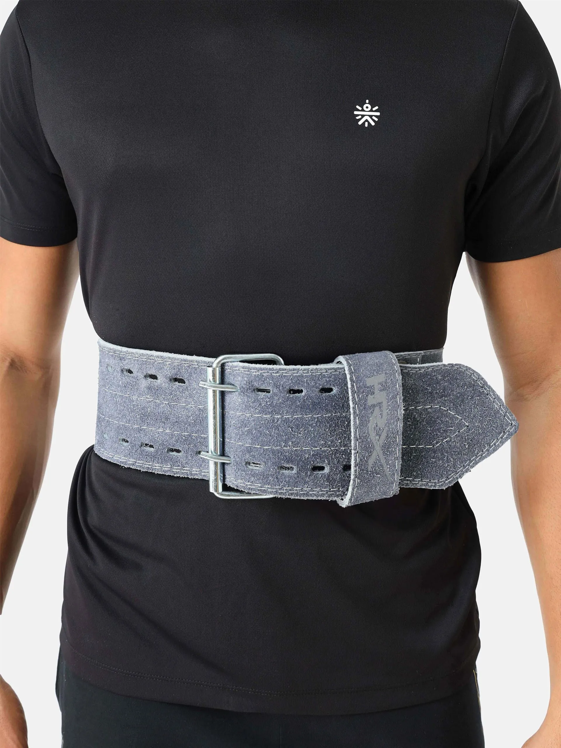 HRX Gym Belt for Weightlifting Workouts Deadlifts Powerlifts | Back Support for Exercise (HRGB01SLGRXL_Grey_XL)