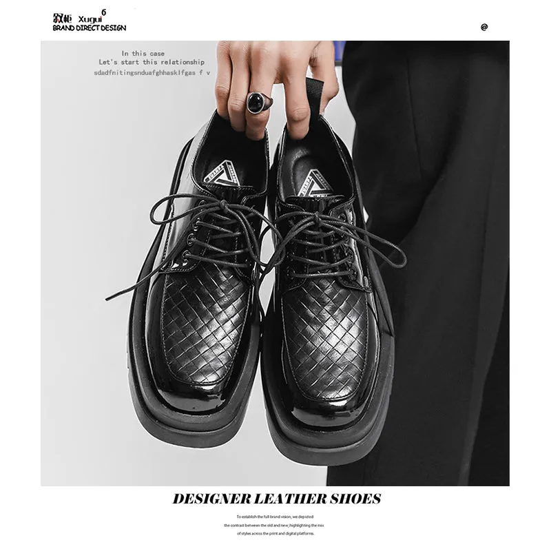 Japanese Leather Shoes Men's Summer Retro Trend Wild Black Single Shoes Lace-Up style | Brodtica.com