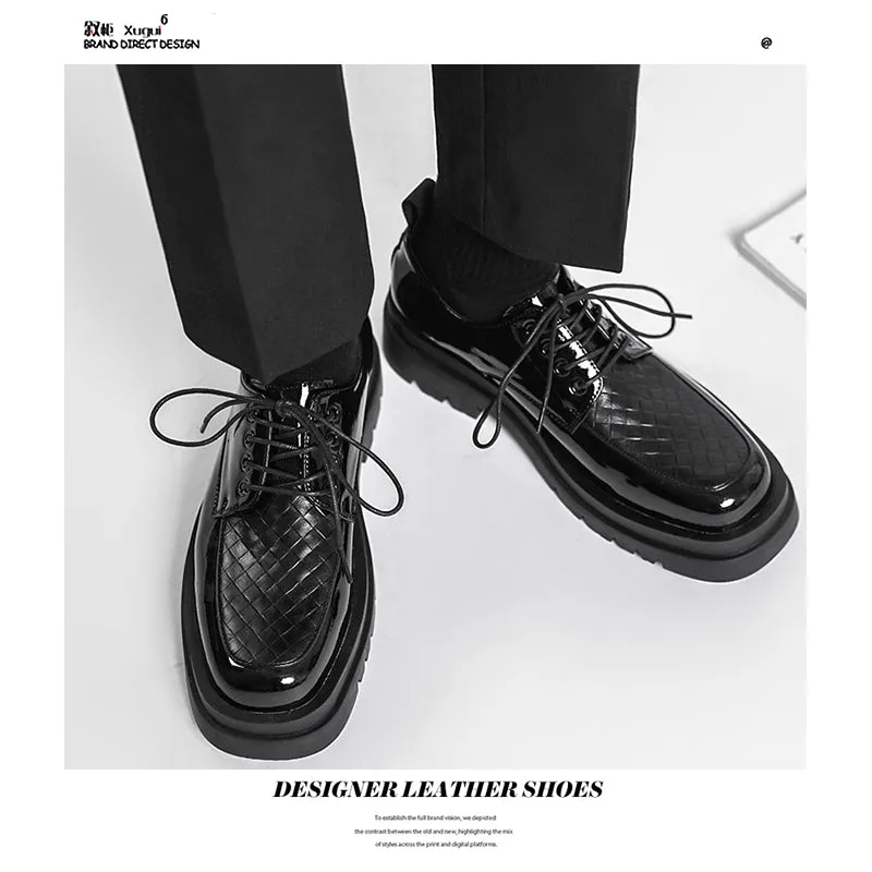 Japanese Leather Shoes Men's Summer Retro Trend Wild Black Single Shoes Lace-Up style | Brodtica.com