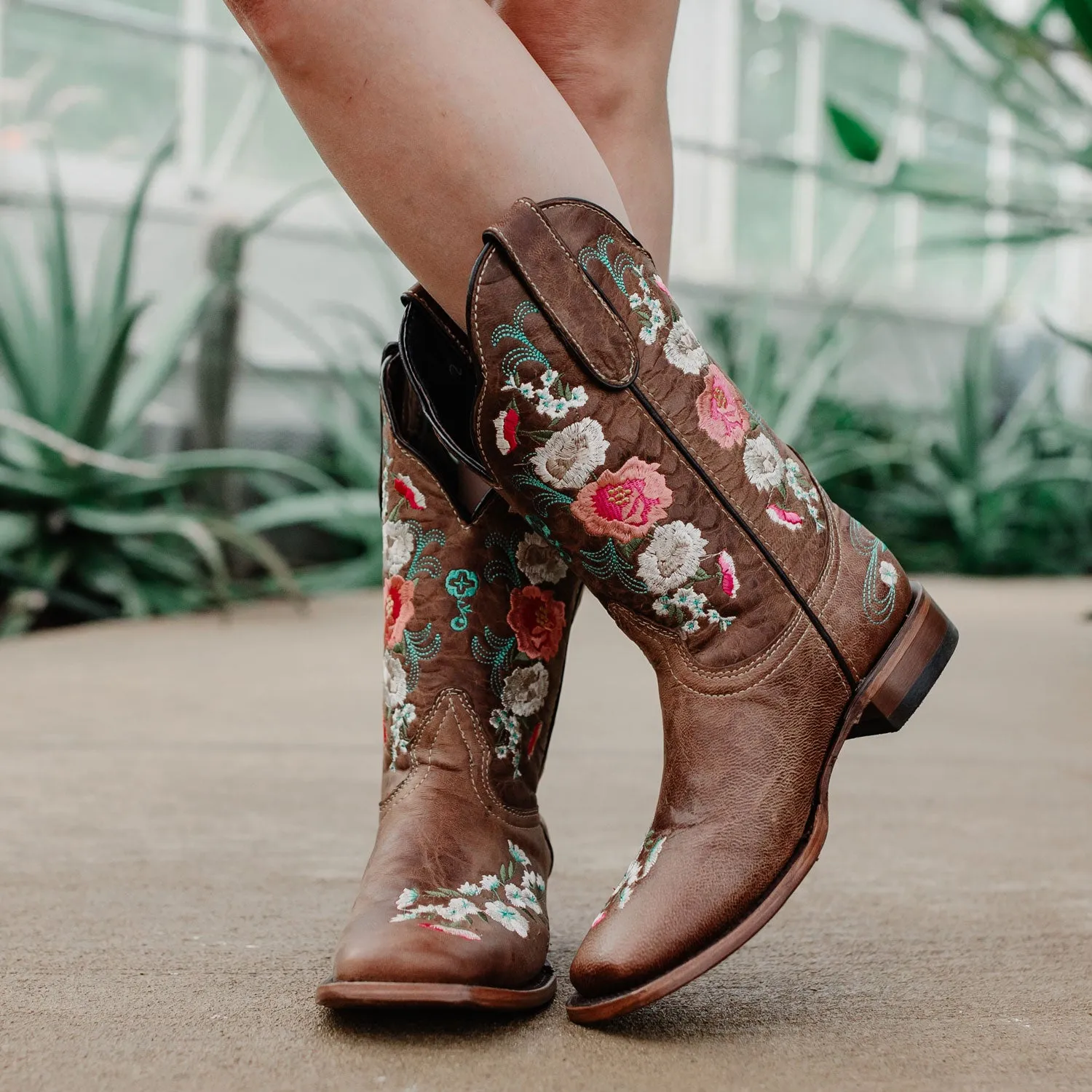 Jasmine Women's Square Toe Floral Cowgirl Boots (M50043)