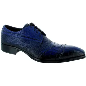 Jo Ghost Blue Gator Print Louisiana Baby Wing Tip Oxford Shoe