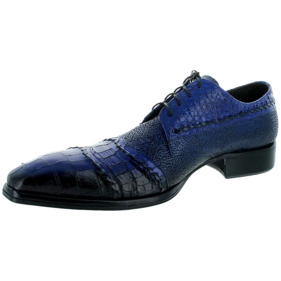 Jo Ghost Blue Gator Print Louisiana Baby Wing Tip Oxford Shoe