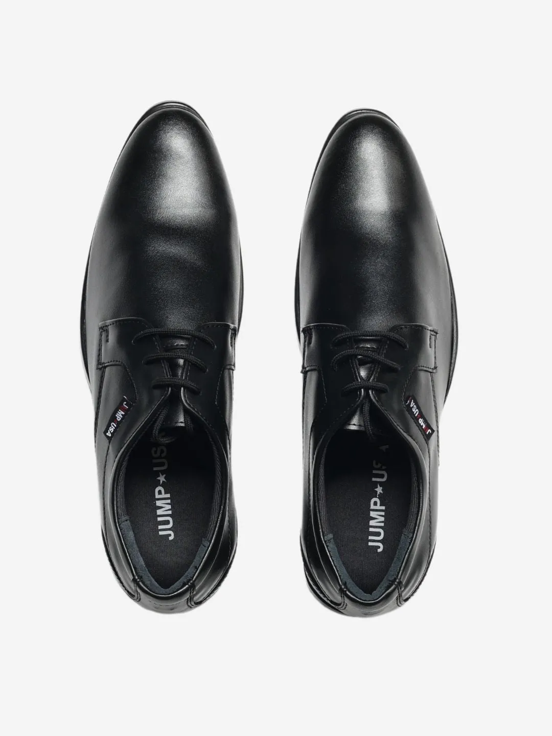 JUMP USA Men's Black Leather Formal Derbys