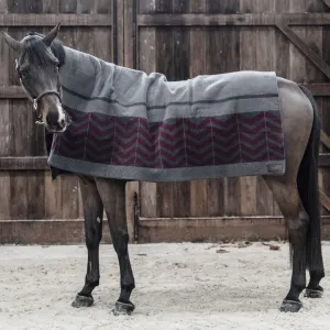 Kentucky Horsewear Heavy Fleece Square Blanket - Fishbone Grey/Bordeaux