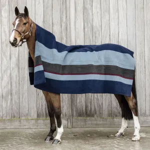 Kentucky Horsewear Heavy Fleece Square Blanket - Stripes Navy/Grey