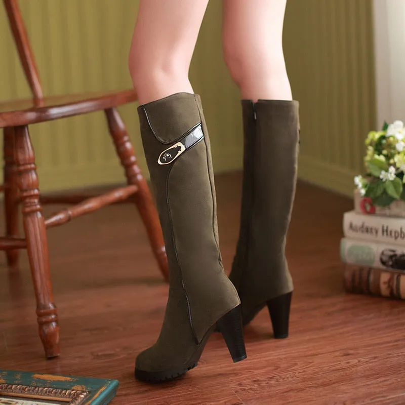 Knee High Vintage High Heels Boots