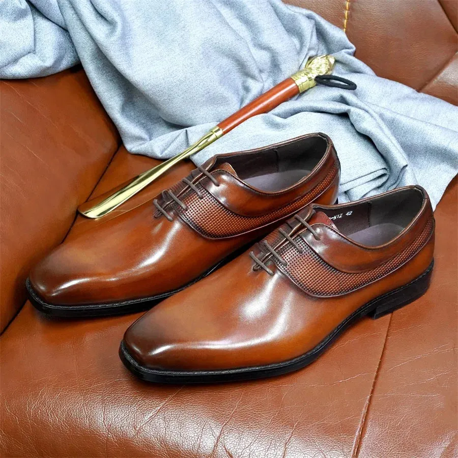 Lace-Up Genuine Leather Oxford Shoes