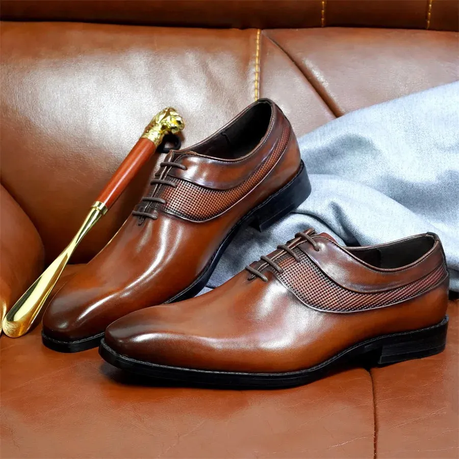 Lace-Up Genuine Leather Oxford Shoes