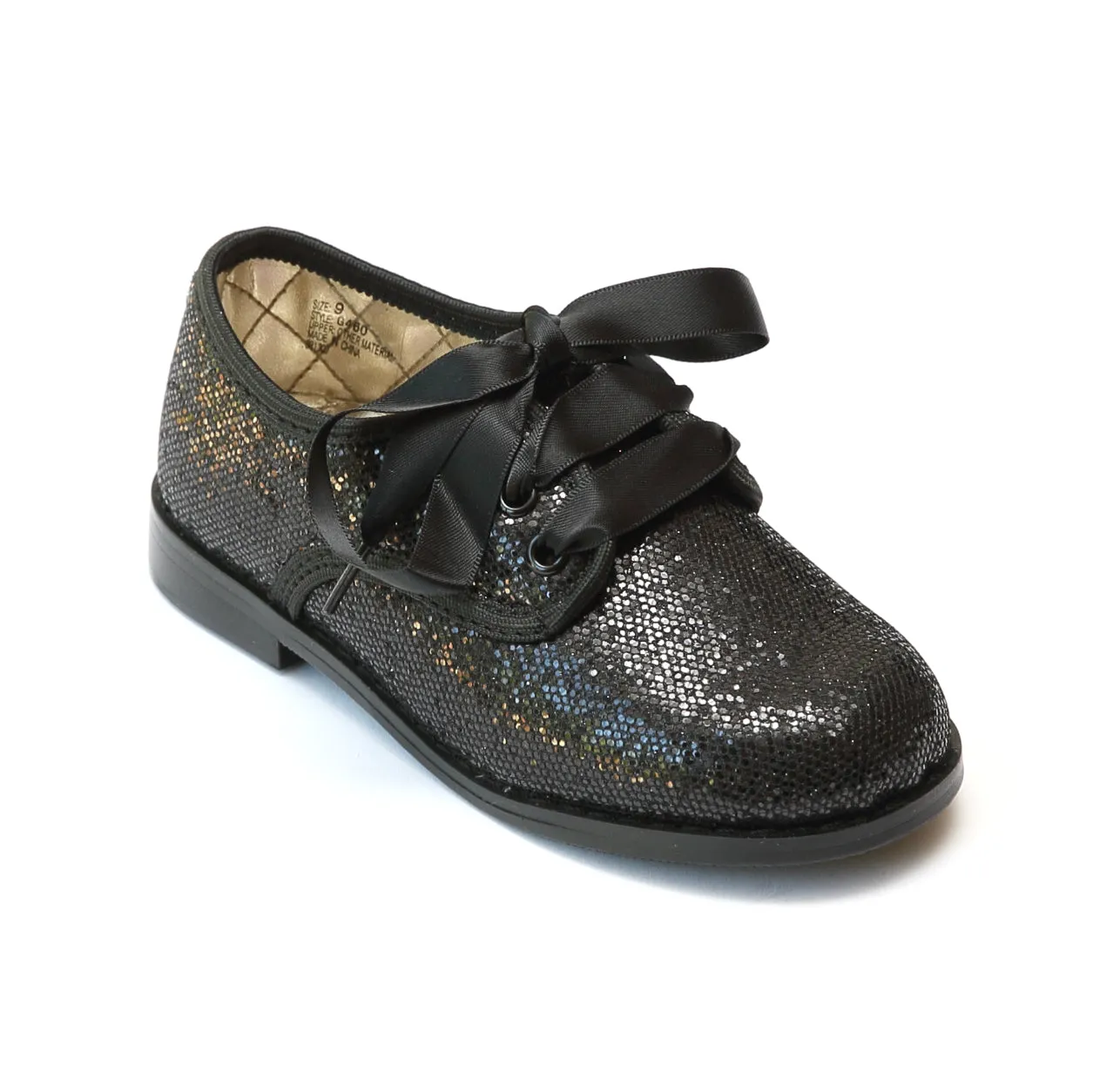 L'Amour Girls Sequin Lace Up Oxford Shoes