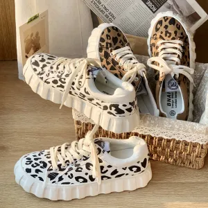 Leopard Print Canvas Shoes Female Student Style Wild Big | Brodtica.com